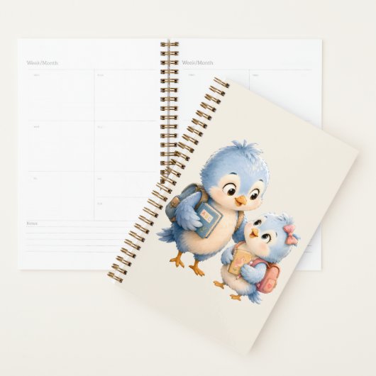 Cahier planificateur joli oiseau (Devant avec enveloppe)