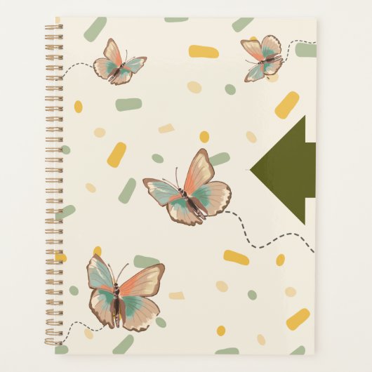 Cahier planificateur papillon esthétique vert ment (Devant)