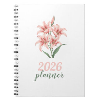 Cahier Planificateur Spirale Fleur de Lys Rose Mig