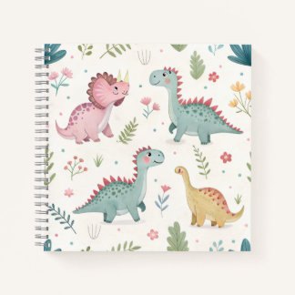 Cahier pour enfants avec dinosaures à l'aquarelle