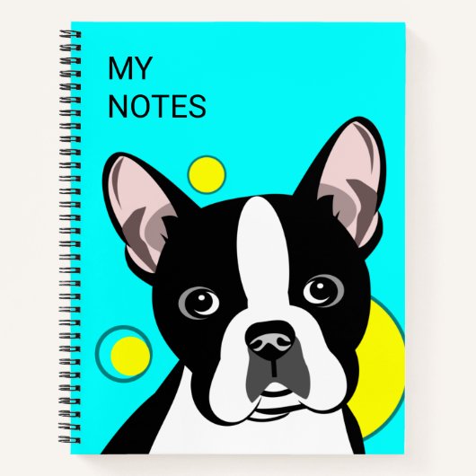 Cahier pour enfants avec un Boston Terrier mignon (Devant)