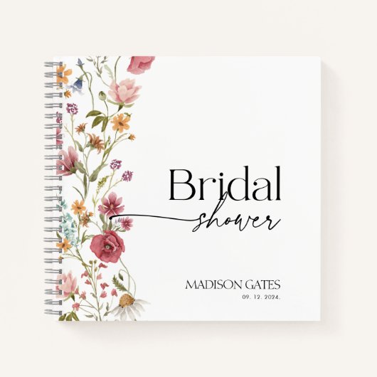 Cahier pour invité(e) de shower de mariage floral  (Devant)