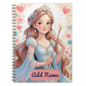 Cahier Princesse Bleue – Nom éditable (Devant)