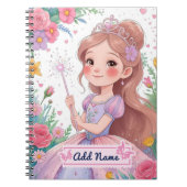 Cahier Princesse en Robe Violette – Nom Modifiable (Devant)