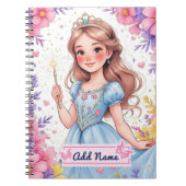 Cahier Princesse Fée Robe Bleue – Ajouter un nom (Devant)