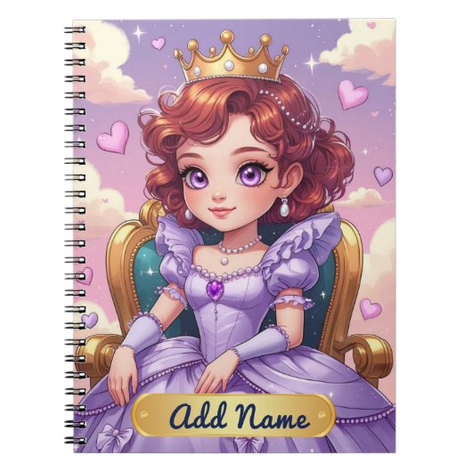 Cahier Princesse Violette – Nom éditable (Devant)