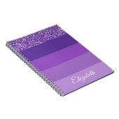 Cahier rayé avec paillettes violettes et monogramm (Côté Droit)