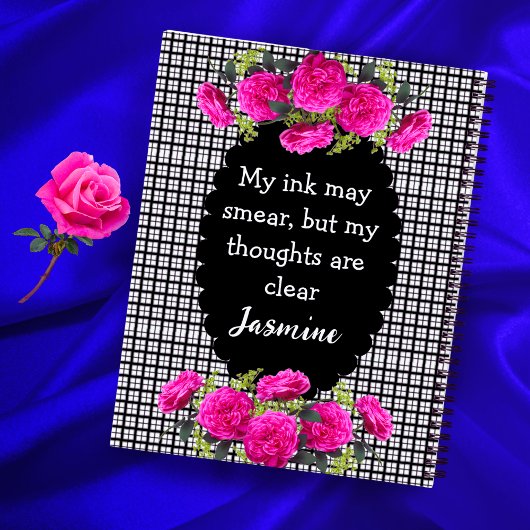 Cahier Rayé Fille Gauche – Floral Drôle + Nom