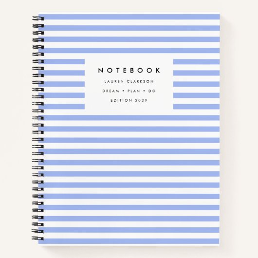 Cahier rayé moderne bleu poudre (Devant)