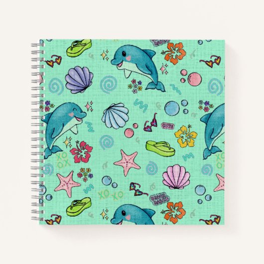Cahier Retro Y2K Dauphin & Jour de Plage (Devant)