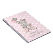 Cahier Rose Argent Notes pour Bébé Fille Eléphant (Côté Droit)