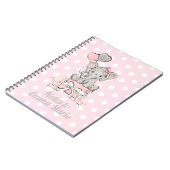 Cahier Rose Argent Notes pour Bébé Fille Eléphant (Côté gauche)