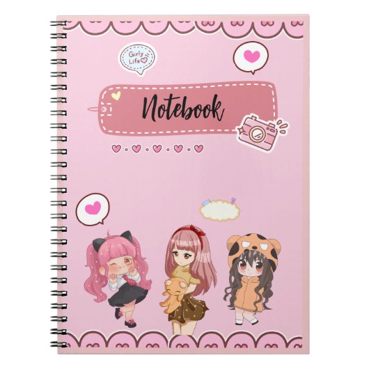Cahier Rose Fille Mignonne (Devant)
