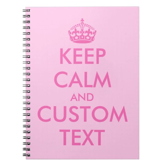 Cahier Rose Keep Calm | Texte personnalisé (Devant)
