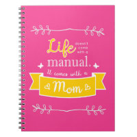 Cahier rose pour maman avec citation