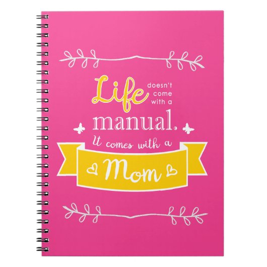 Cahier rose pour maman avec citation (Devant)