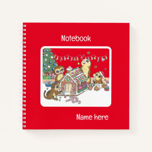Cahier rouge personnalisé aux suricates mignons