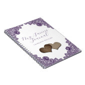 Cahier Rustique à Cœurs de Burlap Fleurs Violettes (Côté Droit)