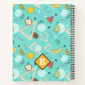 Cahier scolaire à motif aqua Memphis de fruits (Dos)