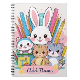 Cahier Scolaire Animaux Mignons Modifiables