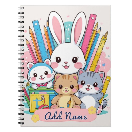Cahier Scolaire Animaux Mignons Modifiables (Devant)