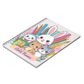 Cahier scolaire éditable d'animaux mignons (Côté gauche)