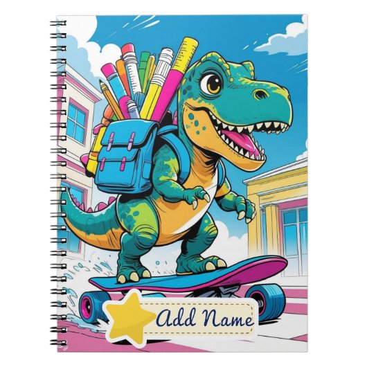 Cahier Scolaire Éditable Dinosaure – Planche à Rou (Devant)
