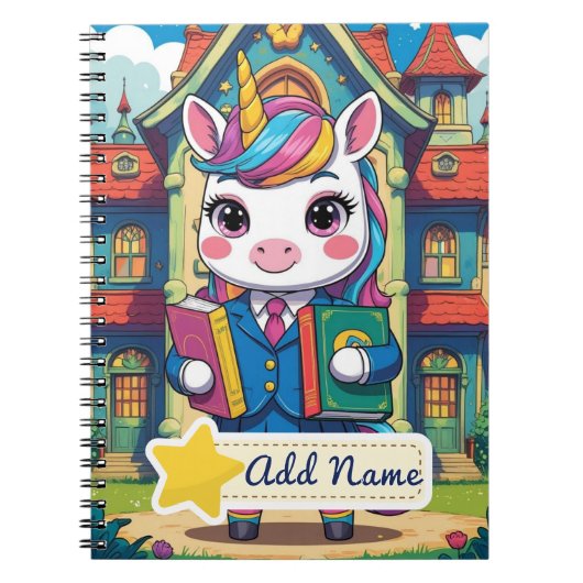 Cahier scolaire licorne mignonne modifiable (Devant)