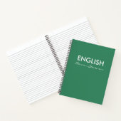 Cahier Scolaire Personnalisé Vert Classe d'Anglais (Intérieur)