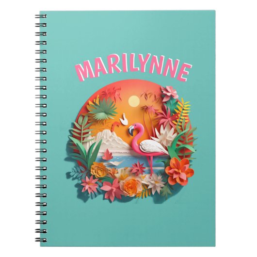Cahier Scolaire Tropical Flamant Rose 3D Enfants (Devant)