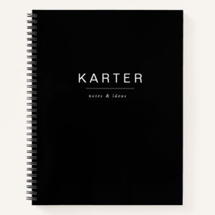 Cahier Simple Noir Contemporain Nom Journal