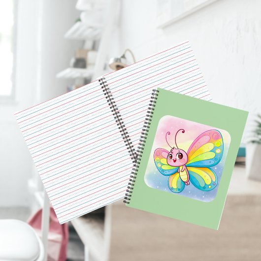 Cahier spiral papillon arc-en-ciel