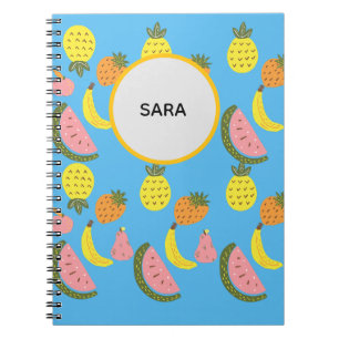 Cahier spiralé à motif de fruits d'été vibrant
