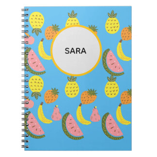 Cahier spiralé à motif de fruits d'été vibrant