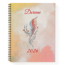 Cahier spiralé à motif floral Elegant Feather aqua