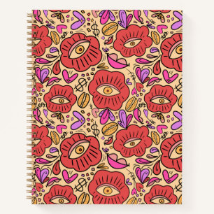 Cahier Spirale à Motif Floral Œil Chanceux