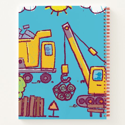 Cahier spiralé à thème construction pour enfants (Dos)