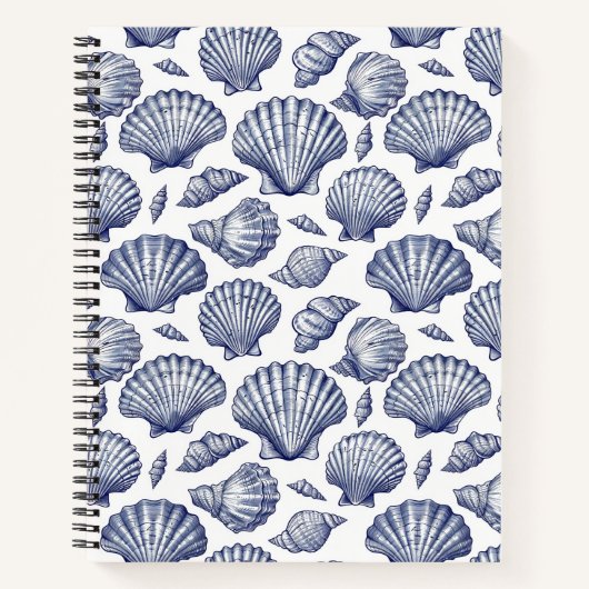Cahier spiralé à thème plage coquillage bleu (Devant)