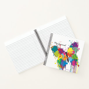 Cahier spiralé abstrait papillon à peinture goutte