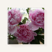 Cahier spiralé aux pivoines roses