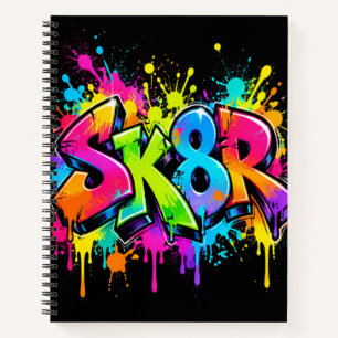 Cahier Spirale Coloré Sk8r Graffiti Skateur Cool