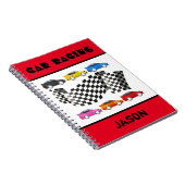 Cahier spiralé course automobile voiture rouge (Côté Droit)