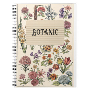 Cahier spiralé d'art botanique floral vintage