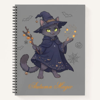 Cahier Spirale de Chat Magique Mignon d'Halloween
