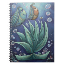 Cahier spiralé de fantaisie esthétique sous-marine