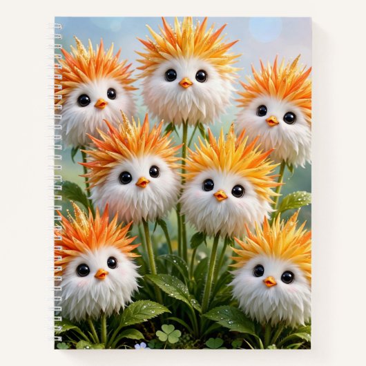 Cahier spiralé de jardin de fleurs de poussin de f (Devant)