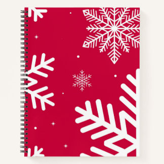Cahier spiralé de Noël flocon de neige rouge festi