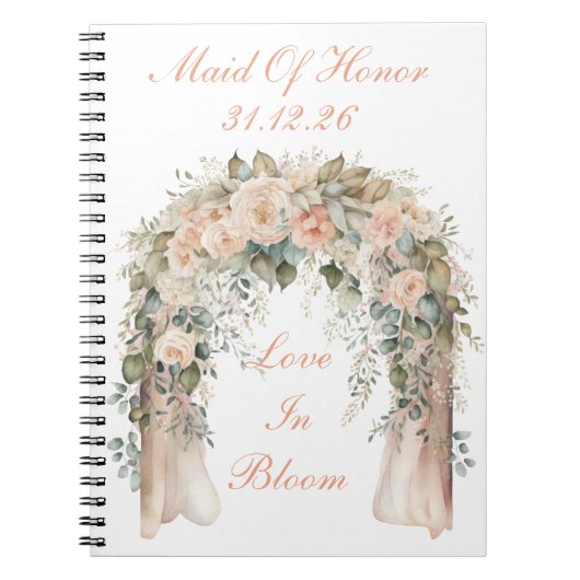 Cahier spiralé élégant avec fleurs de pêcher pour (Devant)