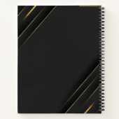 Cahier spiralé élégant noir et or. (Dos)