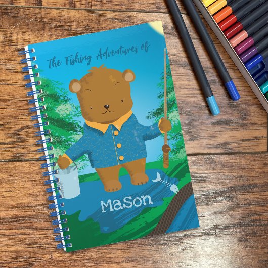 Cahier spiralé enfant ours brun pêche mignon